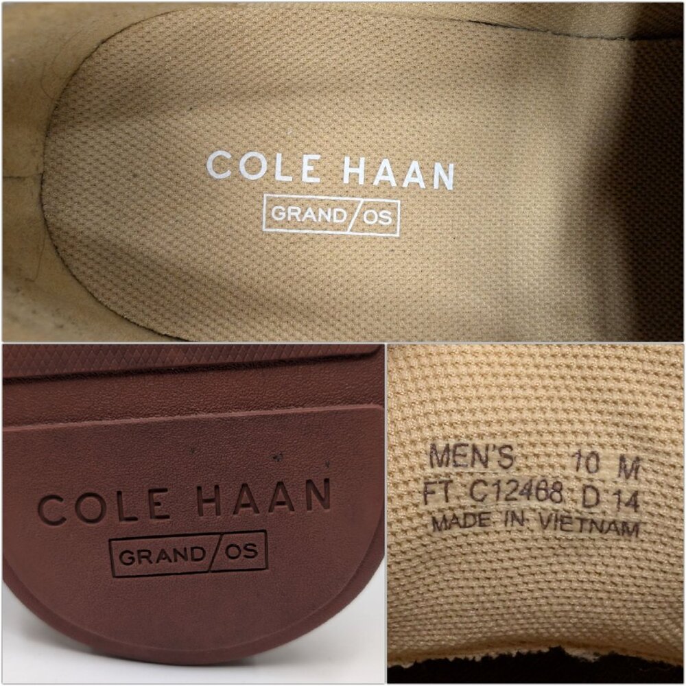 Cole Haan Grand OS Suede Derby Shoes Mens Beige Wing Tip Lace Up Size 10 M - Picture 11 of 12